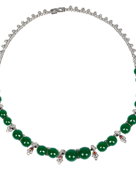 时尚锆石珠宝套装定做加工镶嵌锆石祖母绿项链耳环套装女