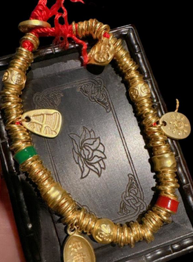 古法金色掐丝锤揲星星葫芦盘手镯