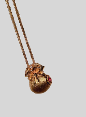 古法金色红刚玉太阳花玫瑰花窗项链新中式富甲香囊葫芦虎眼石项链