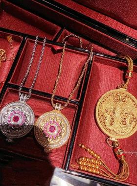 古法金色花丝镂空凤凰吊坠