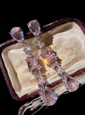 洋红胭脂粉不规则宝石项链 帕帕拉恰 镀18K金 贵妇粉彩宝锆石手链