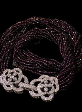 美在心尖儿 山茶花猫眼石串珠项链 水灵水灵时尚花朵锆石手链百搭