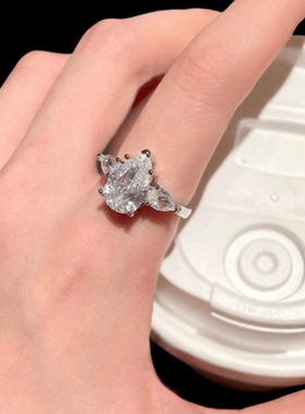 闪锆银戒1000SE公主戒系列小水滴