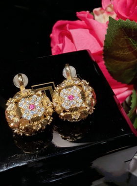 珠宝 幻境金色海贝闪钻贝壳项链 氛围感 山茶花球耳坠套装