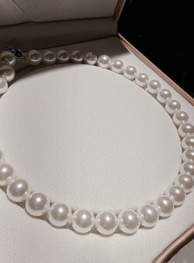 珠宝人鱼姬施家新色月光白 澳白色baby珍珠项链 塔希提贝珠锁骨链