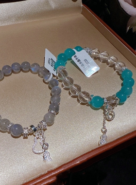 花丝鎏彩 天然白水晶天河石葫芦手链 新中式月光石小蛮腰花神手串