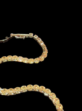 珠宝派对花园胭脂粉排列宝石网球手链 聚会高定 皇冠闪钻手镯套装