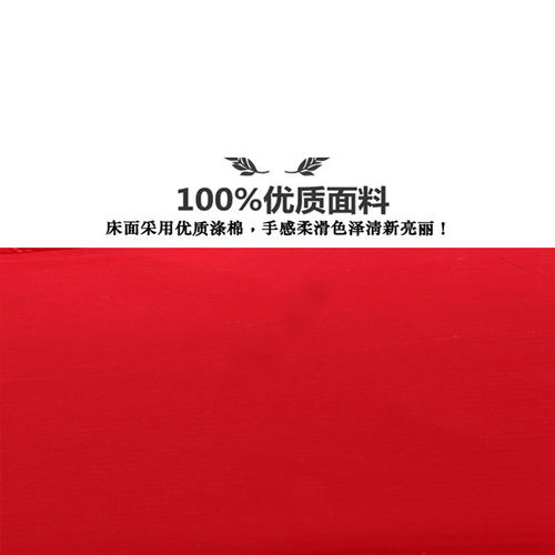 新款结婚喜庆大红色床单三件套加厚纯色肌理纹雪花棉单件被单双人 - 图0