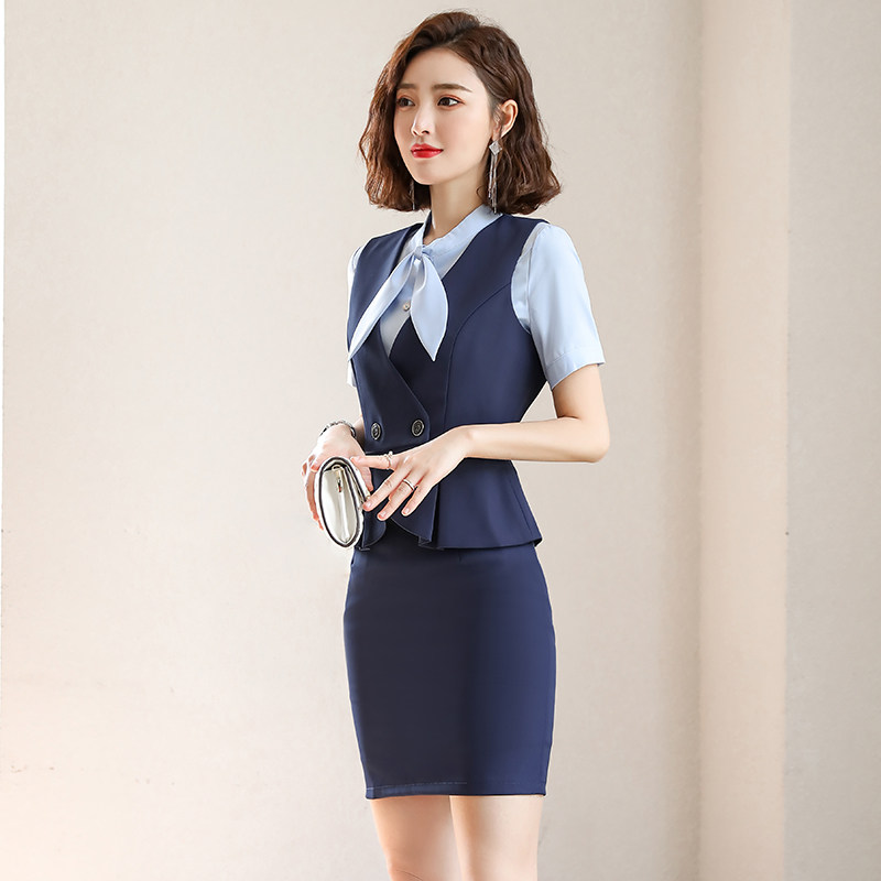 职业套装春夏气质女神范高端ol马甲 jme服饰职业女裙套装