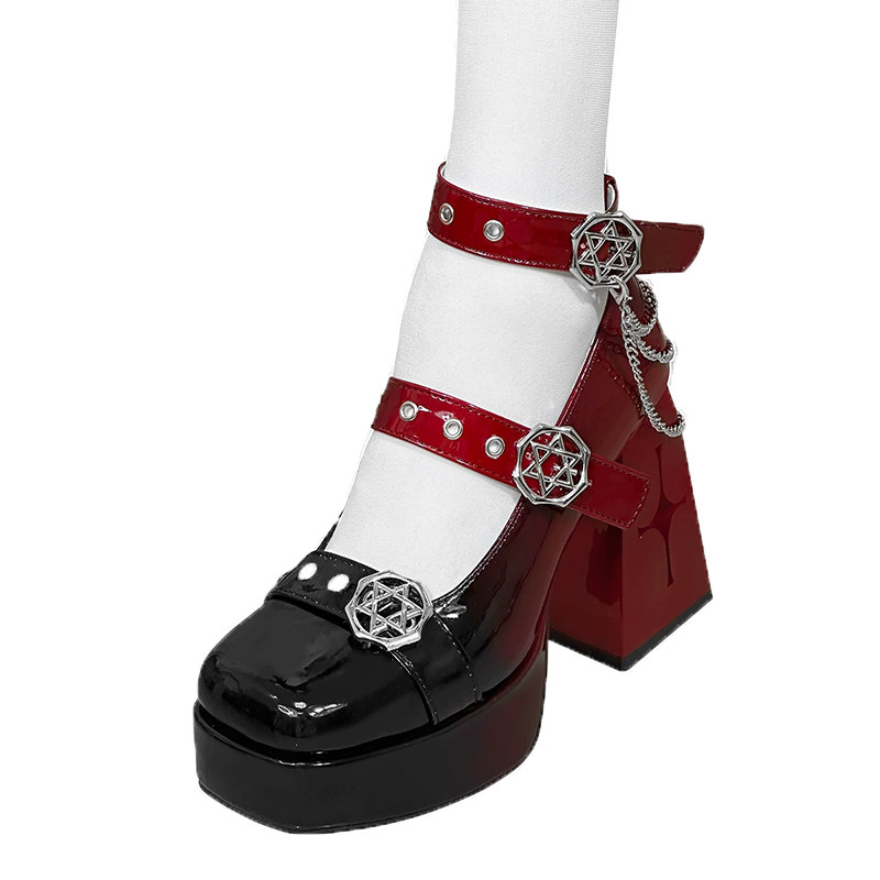 【现货】星夜魔女小熊潘达原创LO鞋y2k小众文化六芒星辣妹高跟鞋,淘宝优惠券,粉丝福利购,淘宝优惠卷