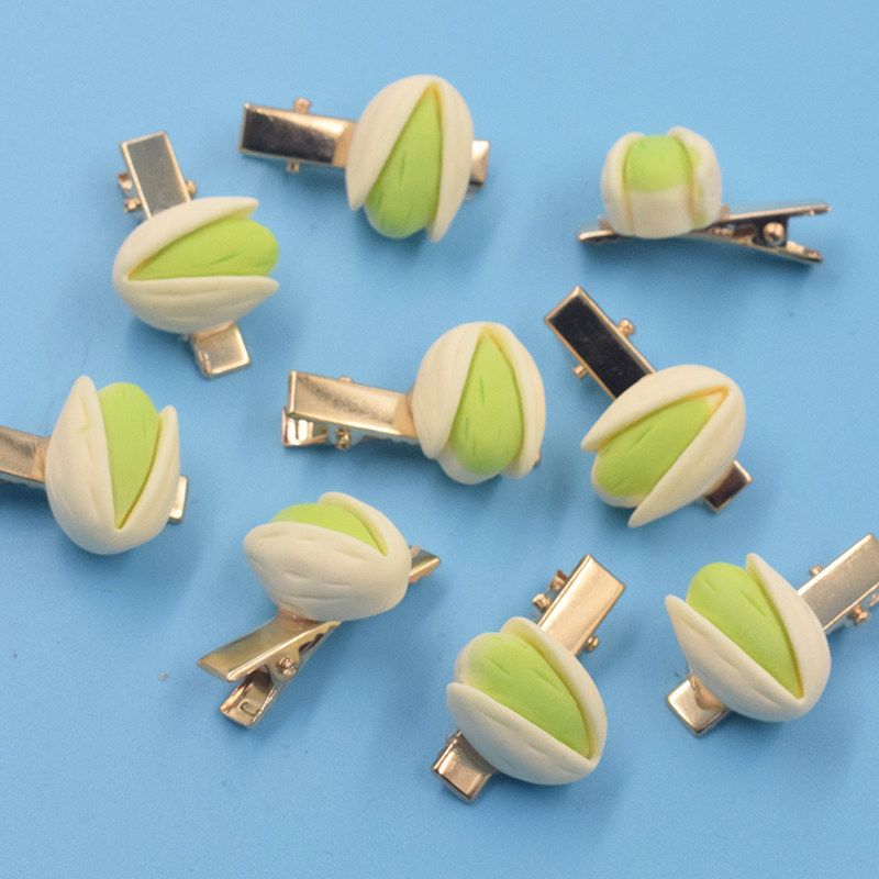 Simulated food pistachio hairpin cute little fresh soft girl side broken hair bangs clip funny duckbill clip hair accessory