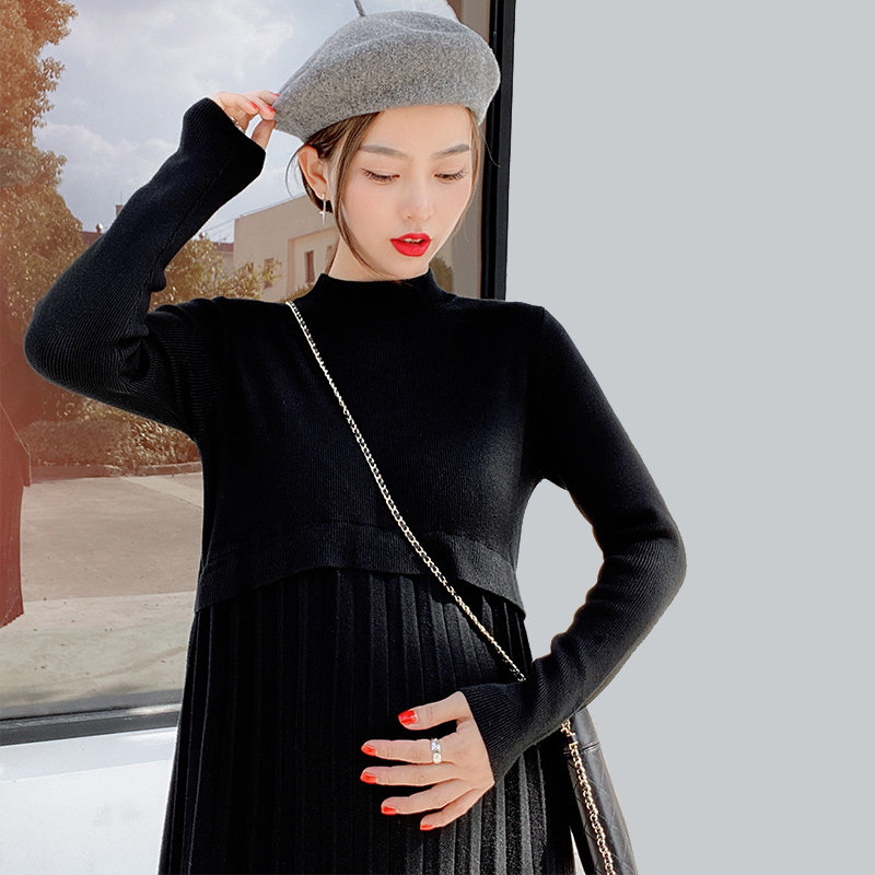 孕妇秋冬长款高领针织优密儿连衣裙 筝华母婴连衣裙