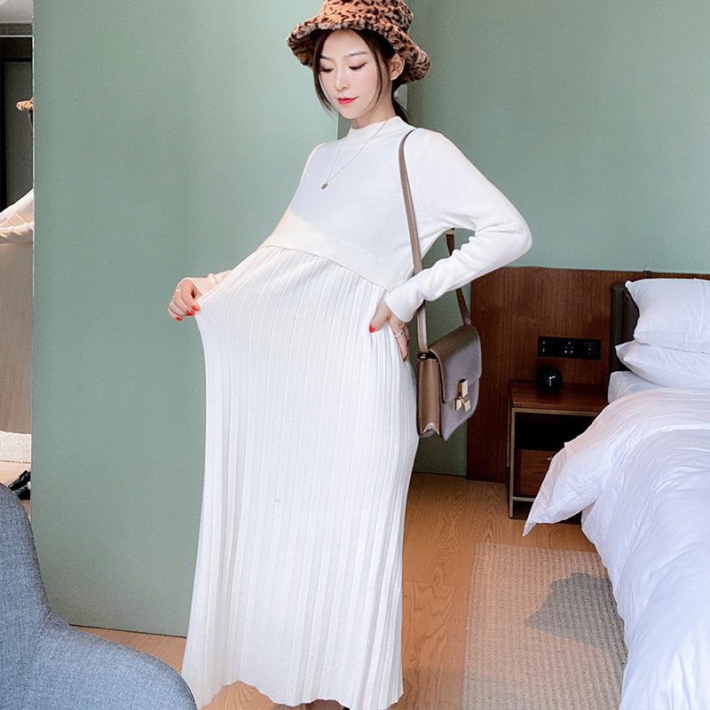 孕妇秋冬长款高领针织优密儿连衣裙 筝华母婴连衣裙