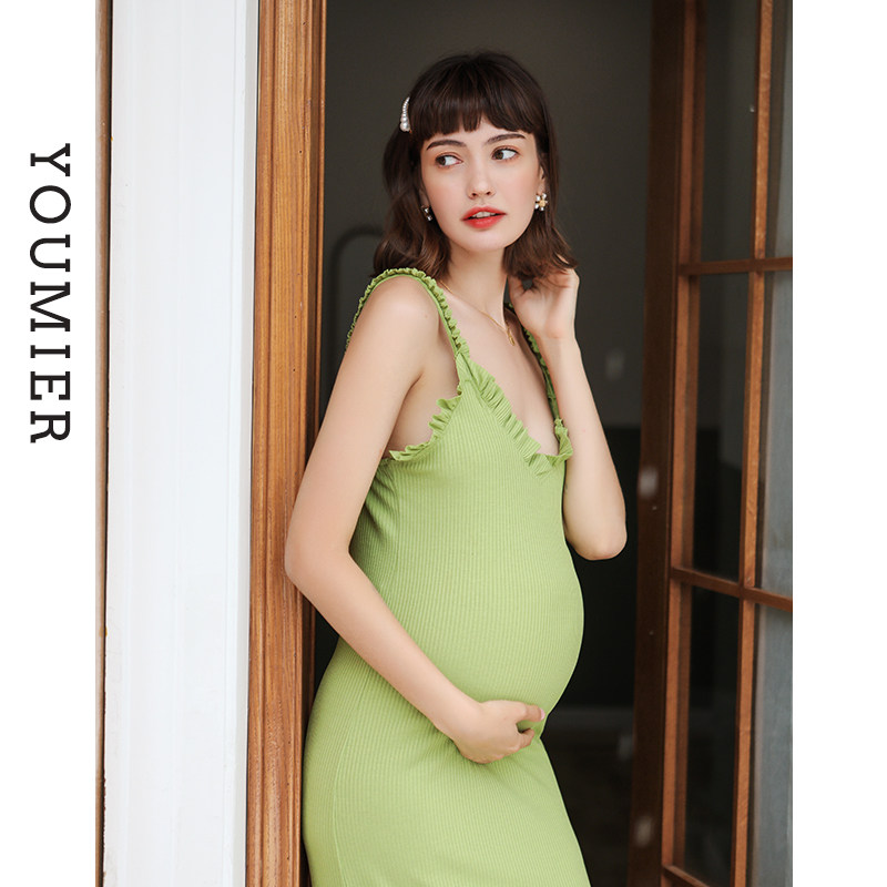 优密儿网红洋气潮妈孕妇吊带连衣裙 筝华母婴连衣裙