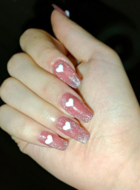 爱心金色混装美甲