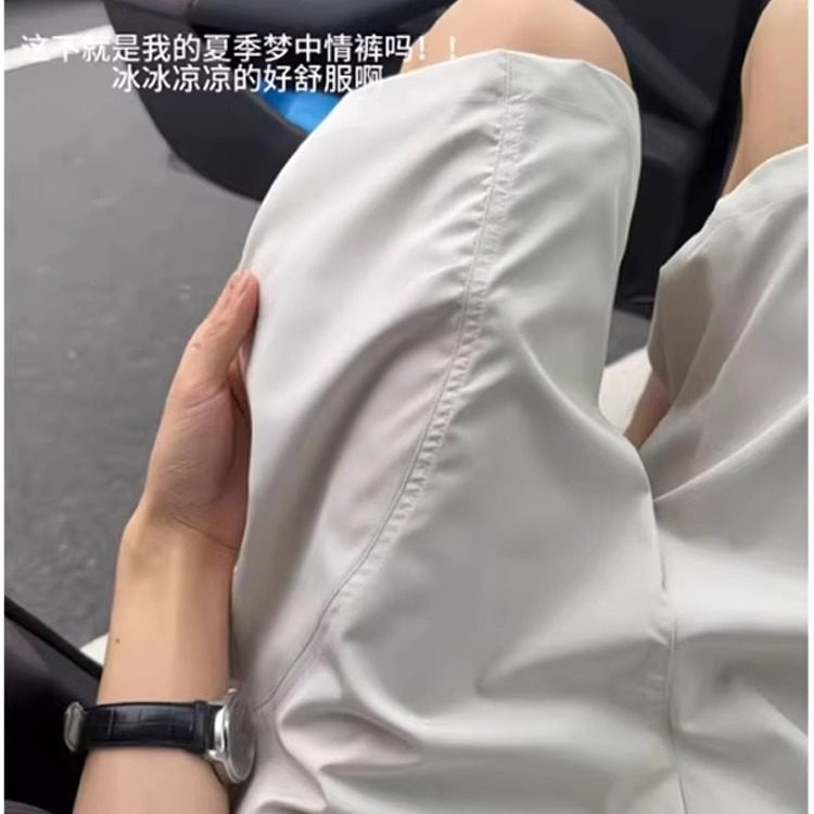 美式斜切速干冰丝休闲短裤男女夏季薄款篮球运动四分裤宽松工装裤,淘宝优惠券,粉丝福利购,淘宝优惠卷