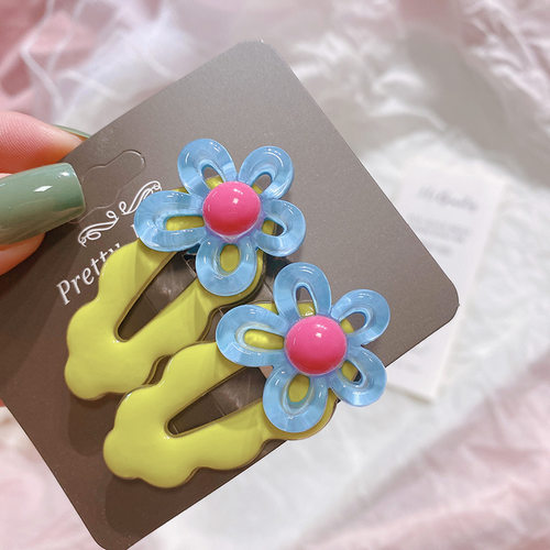ins早秋果冻花朵儿童波浪纹镂空BB夹甜美女孩侧边夹刘海发夹发卡 - 图3