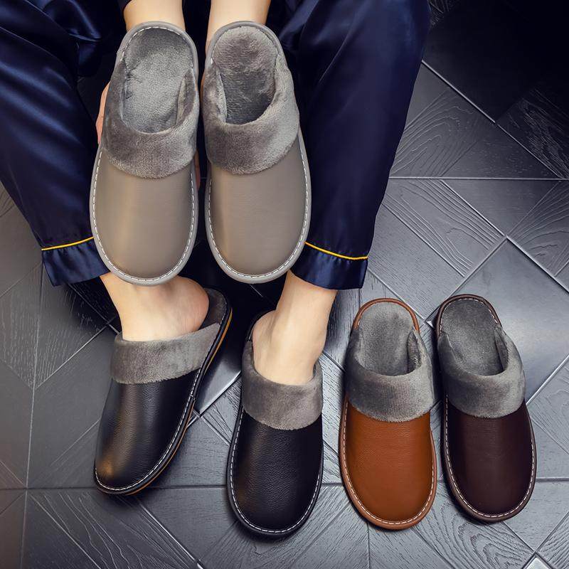 真皮拖鞋男女秋冬季居家用室内防滑保暖毛毛加厚牛皮面棉拖鞋防水,淘宝优惠券,粉丝福利购,淘宝优惠卷