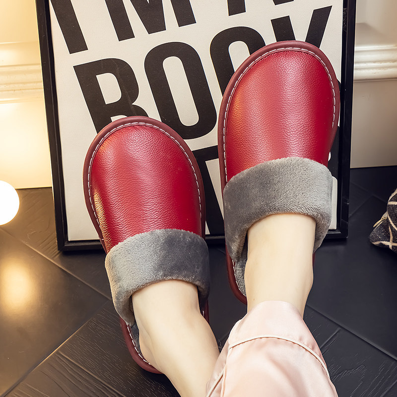 真皮拖鞋男女秋冬季居家用室内防滑保暖毛毛加厚牛皮面棉拖鞋防水,淘宝优惠券,粉丝福利购,淘宝优惠卷