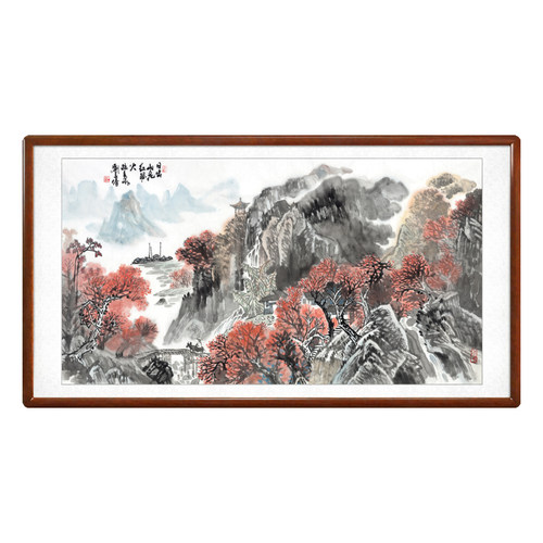 日出山花红胜火国画山水名家手绘挂画新中式客厅办公室收藏荣宝林 - 图3