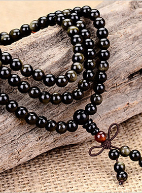 天然红玛瑙金曜石手串佛珠念珠