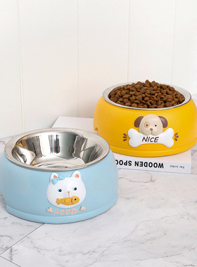 不锈钢猫碗狗碗宠物碗猫食盆动物宠物喂食器猫粮碗宠物用品