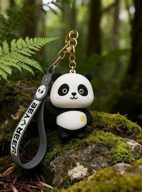 卡通可爱熊猫钥匙扣车包挂件