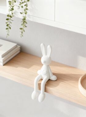 白色陶瓷兔子可爱家居摆件