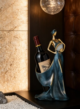 中古风客厅红酒架摆件酒柜玄关