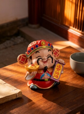 新年红色财神招财车挂钥匙扣