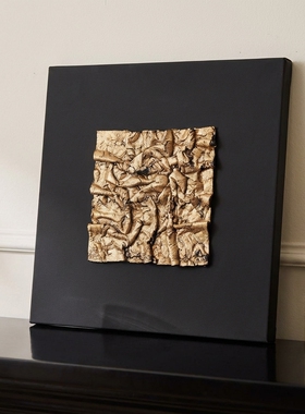 复古抽象黑色方形墙面装饰摆件