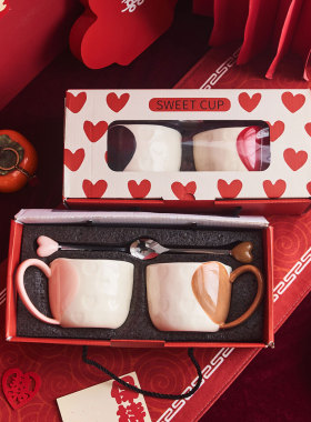 喜庆陶瓷情侣对杯高档水杯装饰品