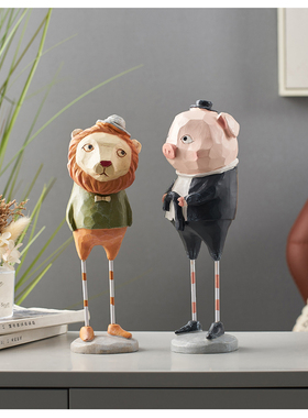 北欧ins风治愈系解压小摆件家居客厅酒柜电脑桌面狮子装饰品礼物