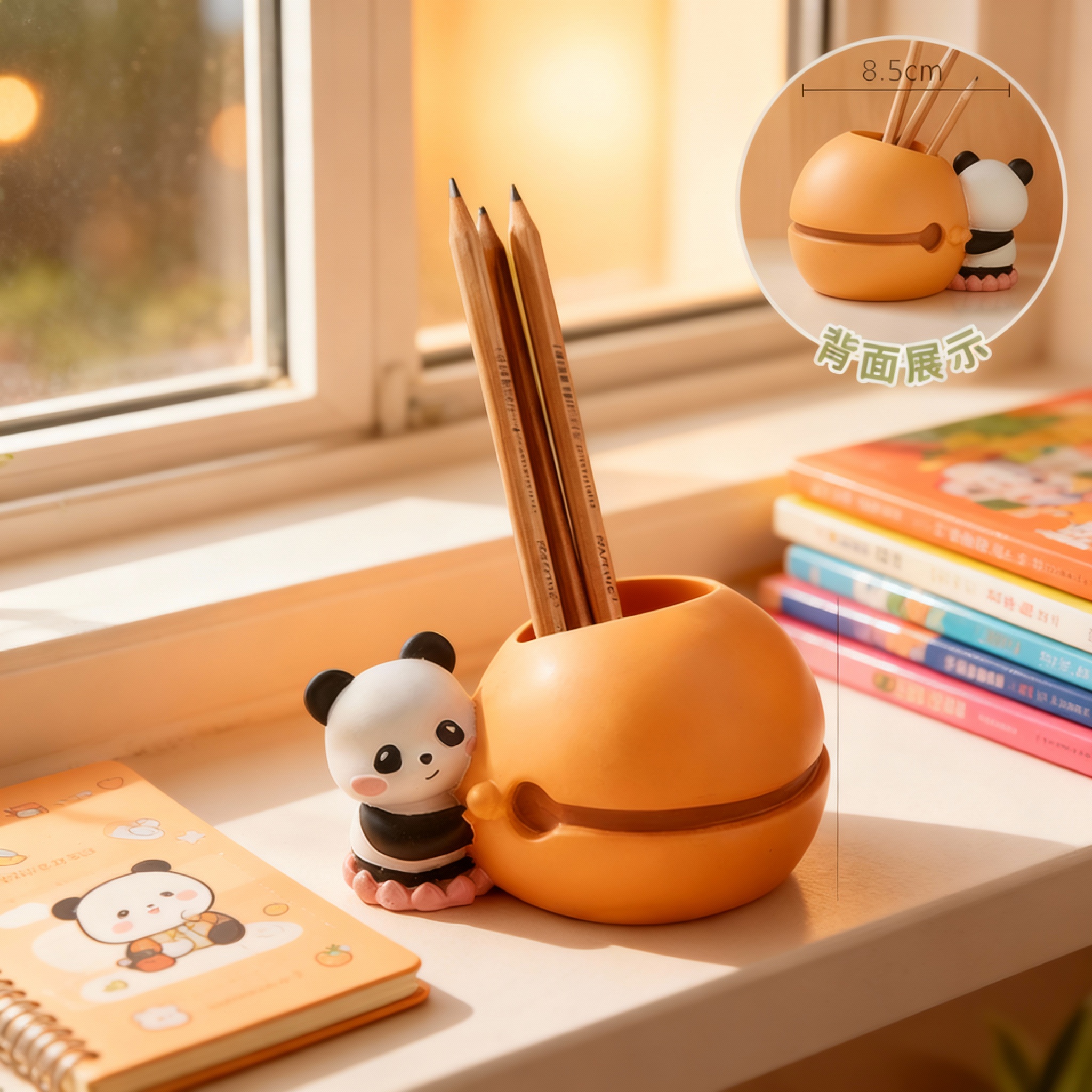 可爱熊猫造型笔筒桌面收纳摆件卡通文具收纳盒装饰品 - 图1