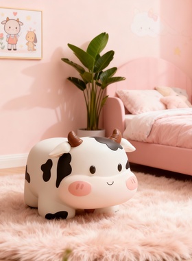 可爱卡通奶牛儿童坐骑拉杆箱