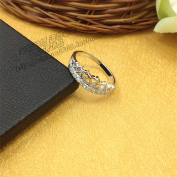 ແຫວນເງິນ S925 inlaid with zircon fashion crown elegant temperament Korean silver style