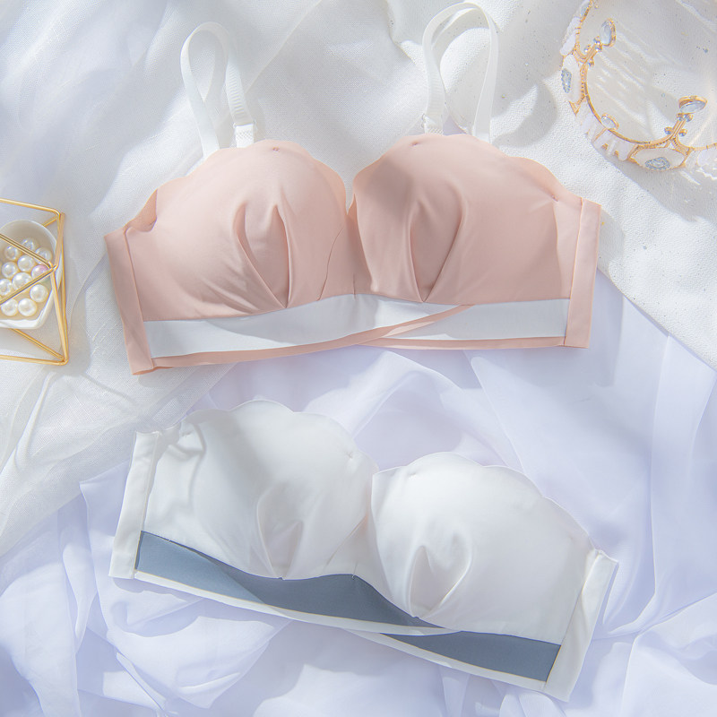 无痕肩带小胸薄款露背抹胸文胸罩 南极人震町文胸