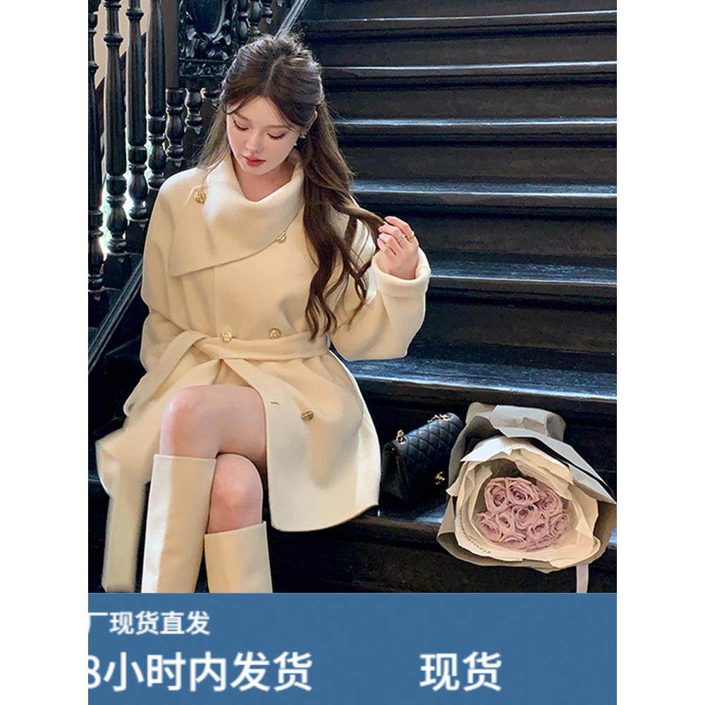 白色毛呢外套女短款2025秋新款韩系高级感今年流行爆款呢子大衣,淘宝优惠券,粉丝福利购,淘宝优惠卷