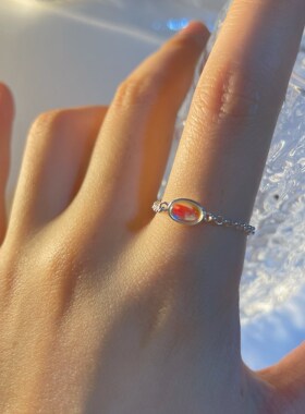 瑞士Francesca S925纯银蓝月光石戒指软链高级感抽拉调节食指指环