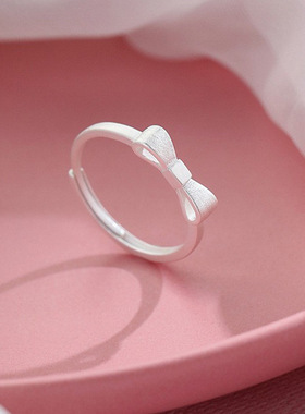 瑞士 Francesca 纯银S999素圈蝴蝶结戒指小众开口食指戒纯银轻奢