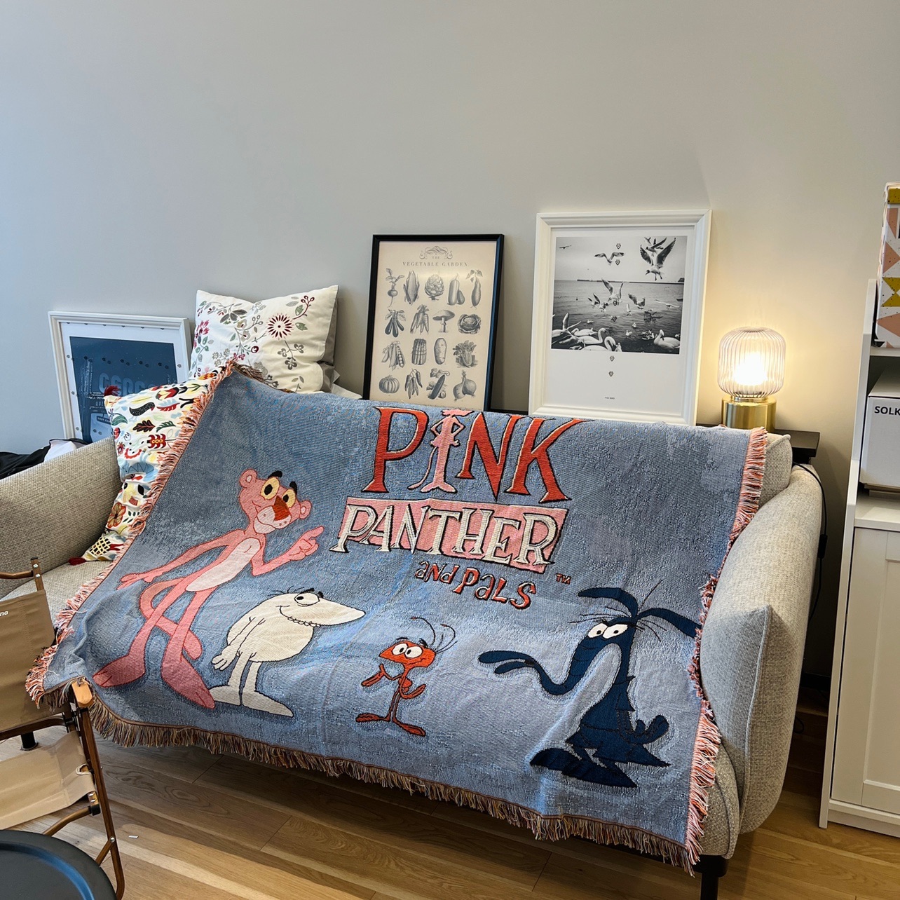 顽皮豹Pink Panther卡通出口韩国订单棉线纺织休闲毯多用毯沙发毯 - 图0