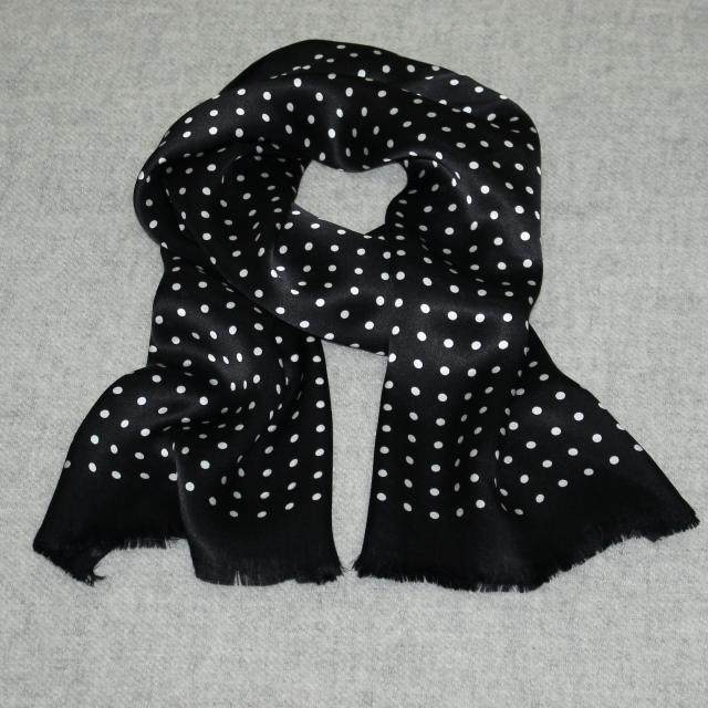 男女款 天然真丝桑蚕丝缎面复古经典波点小长巾丝巾领巾披肩围巾,淘宝优惠券,粉丝福利购,淘宝优惠卷