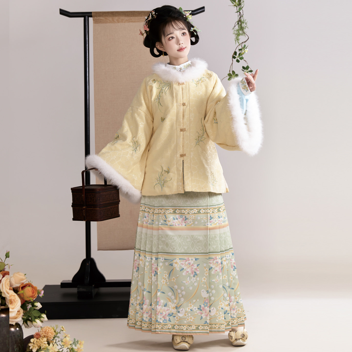 池秋记汉服明制昭君袄毛呢加绒保暖日常秋冬圆领披袄汉服套装,淘宝优惠券,粉丝福利购,淘宝优惠卷