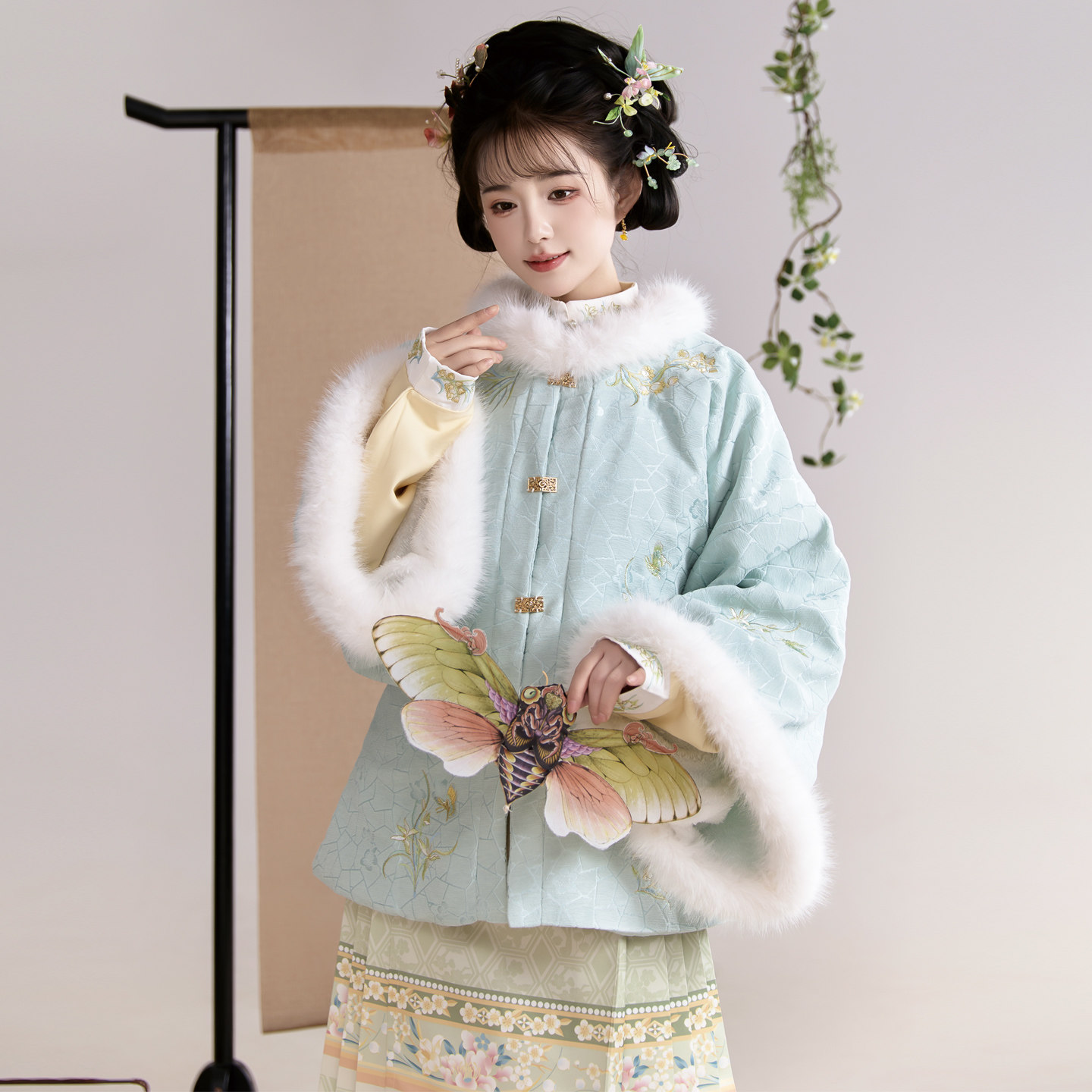 池秋记汉服明制昭君袄毛呢加绒保暖日常秋冬圆领披袄汉服套装,淘宝优惠券,粉丝福利购,淘宝优惠卷