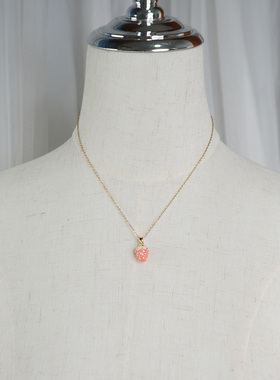 夏日百搭清新钛钢草莓锁骨链项链