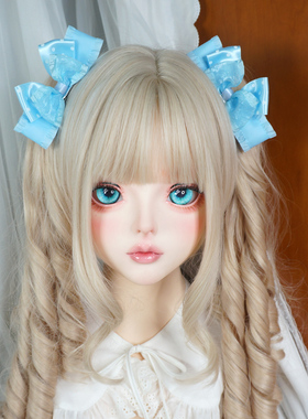 双马尾Lolita蓝色蝴蝶结对夹头饰