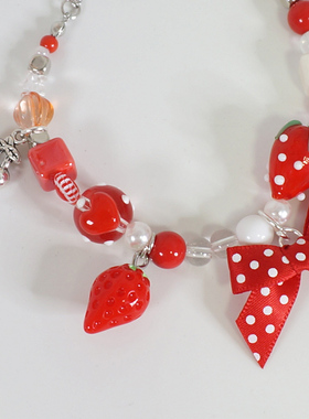 新款甜美可爱草莓手链项链