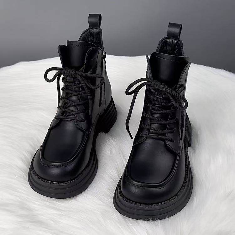 真皮爆款马丁靴女英伦风2025秋冬新款加绒保暖百搭厚底羊毛短靴女,淘宝优惠券,粉丝福利购,淘宝优惠卷