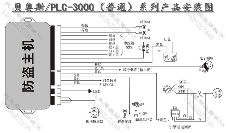 PLC贝奥斯PLC-3000汽车单向二合一防盗器S8主机+两控厂家直销-图2