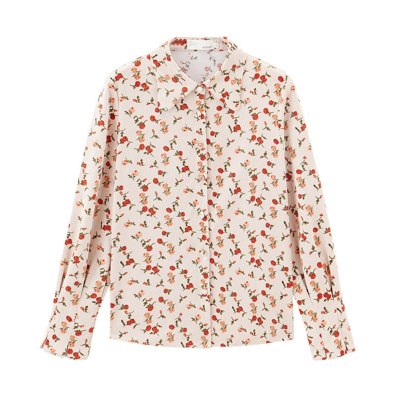 茵曼旗舰店灯笼袖女式碎花法式衬衫 茵曼翰飞衬衫